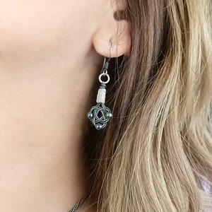 Celtic Love Knot Earrings, Oxidized Fine Silver Wire Wrapped Earrings, Hand Braided Nautical Earrings, Boho Celtic Jewelry, Gift for Her