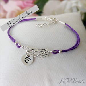 Personalisierte Winkel Flügel Armband, Schutzengel String Brief Armband, Gedenkstätte Erinnerung Säugling Verlust Schmuck, Beileid Geschenk für sie