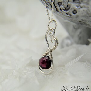 Heart Pendant With Garnet Necklace, Garnet Necklace, Infinity Love Necklace, OOAK Jewelry, January Birthstone, Girlfriend Gift