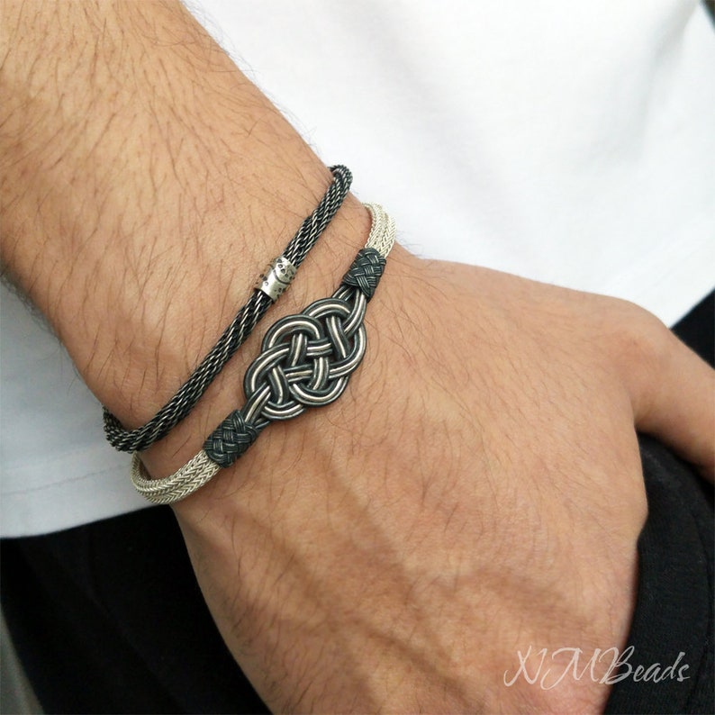 Mens Celtic Knot Bracelet, Hand Braided Viking Knit Chain Bracelet