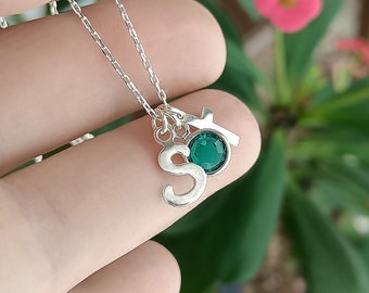 Initial Necklace With Birthstone, Personalized Cross Necklace, Letter Charm Necklace, Confirmation Gift, Birthday Gift, Mother's Day Gift