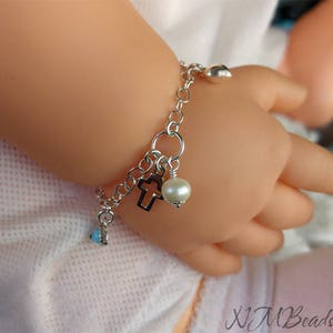 Kids Cross Charm Bracelet, Christening Baptism Gift For Boys Girls, Sterling Silver Charm Bracelet, Baby Protection Jewelry, Gift For Child image 2