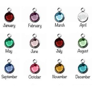 Add on Option - Can not be purchased separately - Swarovski Channel Drop Birthstone Charm Rhodium Plated - Item Upgrade