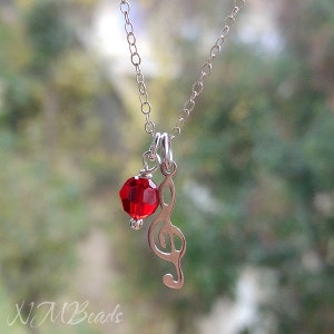Personalized Treble Clef Necklace, Music Note Charm Necklace, Silver Music Jewelry, Teenage Gift, Musician Gift, Birthday Gift, Teacher Gift