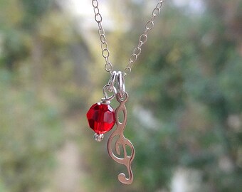 Personalized Treble Clef Necklace, Music Note Charm Necklace, Silver Music Jewelry, Teenage Gift, Musician Gift, Birthday Gift, Teacher Gift