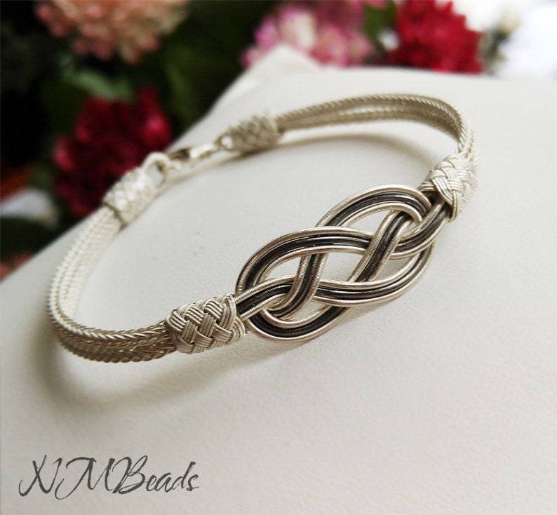 Celtic Love Knot Infinity Bracelet, Fine Silver Hand Braided Bracelet, Woven Wire Timeless OOAK Jewelry, Viking Knit Chain, Anniversary Gift image 2