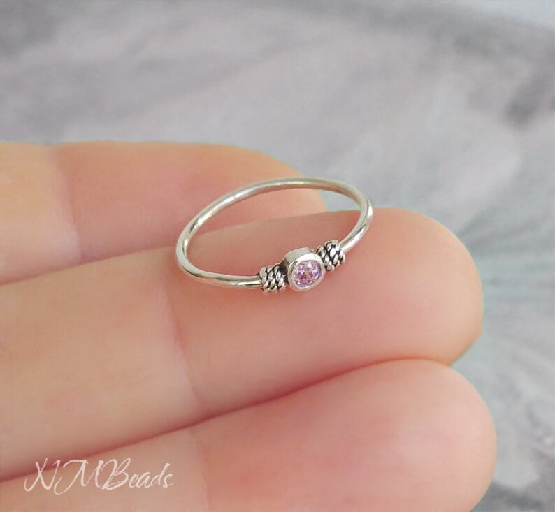 Personalized Children Birthstone Ring Sterling Silver Little Etsy
