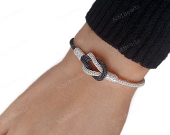 OOAK Infinity Bracelet, Hand Braided Fine Silver Viking Knit Chain Bracelet, Woven Wire Jewelry, Mother's Day Gift, Anniversary Gift