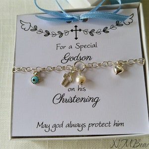 Kids Cross Charm Bracelet, Christening Baptism Gift For Boys Girls, Sterling Silver Charm Bracelet, Baby Protection Jewelry, Gift For Child image 5