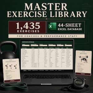 Master Exercise Library: 1,435-Exercise Excel Database for Coaches