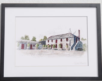 Larchfield Estate Wedding Venue A4 Print | Beautiful Wedding or 1st Anniversary Gift for Couple |  Print of Original Watercolour Painting