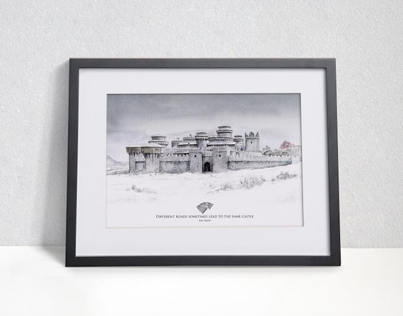Winterfell watercolour painting print, Jon Snow Quote, Game of Thrones Poster, Winterfell print, Game of Thrones Art, House Stark Art