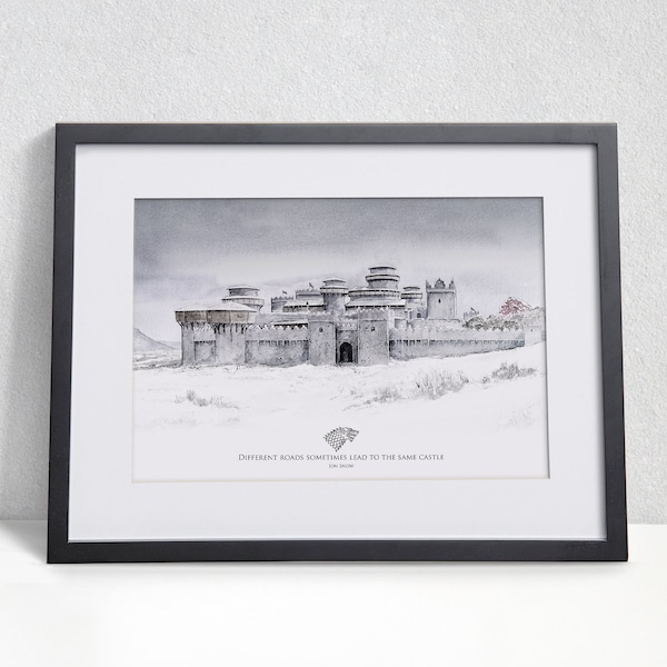 Winterfell watercolour painting print, Jon Snow Quote, Game of Thrones Poster, Winterfell print, Game of Thrones Art, House Stark Art