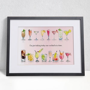 Póster de cócteles, cóctel Bebedor impresión, Menú de cocktail bar, Letrero de bar de cócteles, Regalo de noche de gallinas, regalo de fiesta