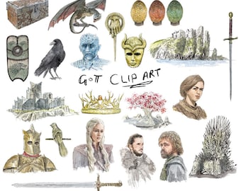 GOT clip art, high quality Thrones downloadable images, GOT watercolour, transparent bg, G of T