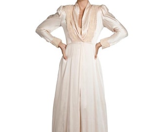 1980S Light Pink Silk Satin Peggy Jennings Dressing Robe