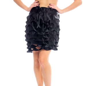 1990S ISSEY MIYAKE Black Polyester Satin Avant Garde Ribbon Accordian Skirt image 1