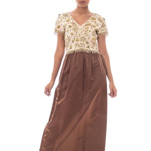 1950S BALENCIAGA Style Ivory & Brown Silk Duchess Satin Gown - Etsy