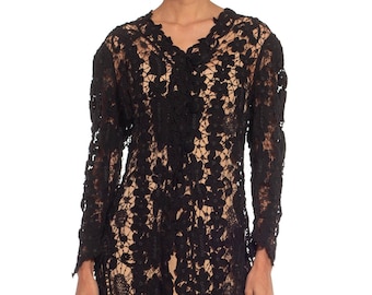 Victorian Black Hand Made Lace Jacket