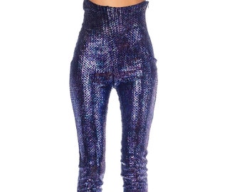 1990S Romeo Gigli Purple Viscose  Spandex Fully Sequined High-Waisted Pants