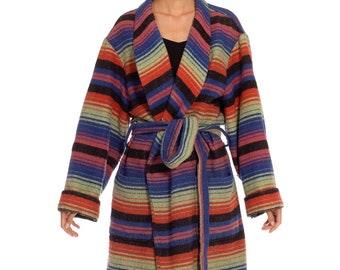 1970S Blue & Pink Multi Wool Blend Striped Cardigan