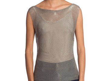 1990S ALEXANDER MCQUEEN Style Silver Chainmail Top