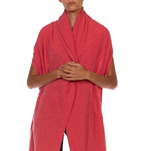 1990s Pink Kaschmir Single Cabel Strickschal