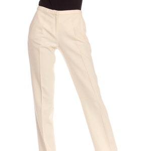 1990S Gianni Versace Cream Wool Crepe Cigarette Pants image 1