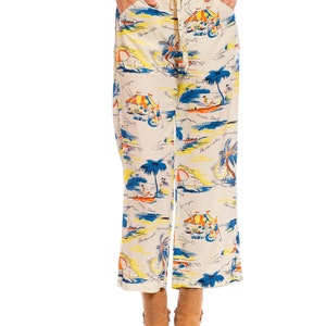1940S Rayon Florida Themed Tropical Beach Pants image 1