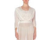 1900S White Cotton Lawn Edwardian Eyelet Lace Dress With Pintucked Sleeves