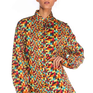 1990S GIANNI VERSACE Multicolor Printed Cotton Symbols Men's Shirt Sz 50 image 1