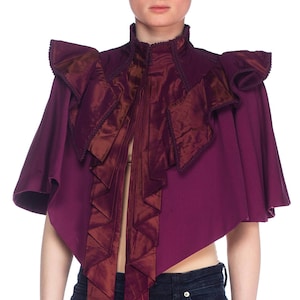 1890S Purple Wool Victorian With Taffeta Cape image 1