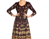 1950s-amelia Gray Metallic Brocade Heavily Beaded Dress Size XS