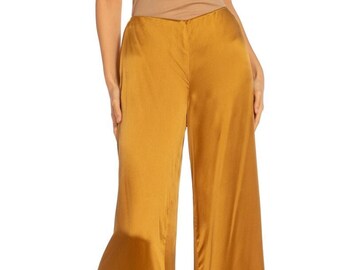 1990S Ralph Lauren Purple Label Gold Silk Satin Pants