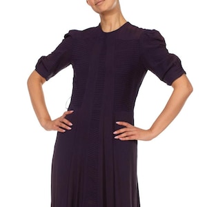 1940S Purple Rayon Blend Crepe Short Sleeve Dress image 1