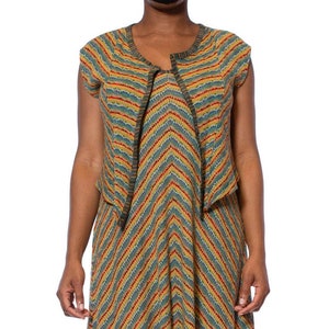 1980S MISSONI Earth Tone Wool Blend Knit Dress With Matching Vest image 1