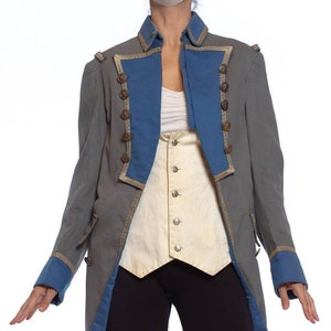 1920S Grey Blue Wool 18Th Century Style Military Frock Coat image 1