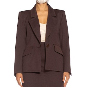 1980S Yves Saint Laurent Brown Haute Couture Wool Skirt Suit image 1