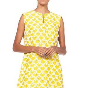 1960'S Yellow Hand Beaded Silk Radzimir Mod Cocktail Dress image 1