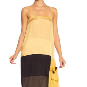 1920'S Yellow & Black Silk Chiffon Slip Dress Meant To Be Worn Under An Evening Top image 2