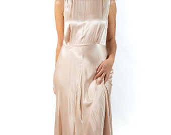 ghost champagne dress 1990s GHOST Champagne Viscose Crepe Back Satin Gown