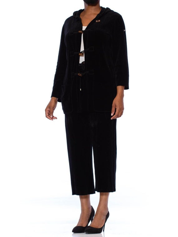 1990S SONIA RYKIEL Black Cotton / Rayon Stretch V… - image 7