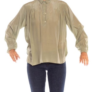 1980S Jade Silk Chiffon Blouse image 8