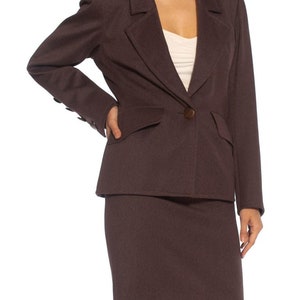 1980S Yves Saint Laurent Brown Haute Couture Wool Skirt Suit image 3