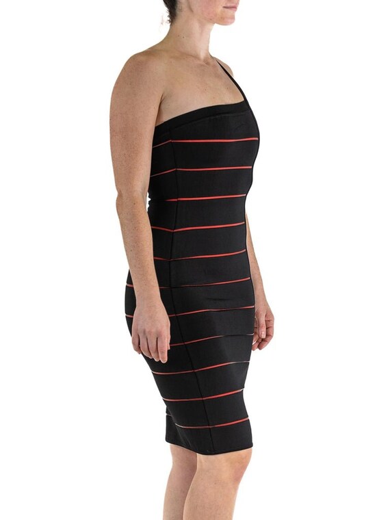 1990S Herve Leger Black  Red Rayon Blend Body-Con… - image 3