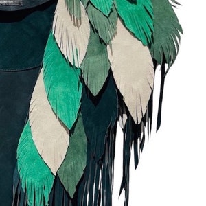 MORPHEW COLLECTION St.Patricks Suede Fringe Feather Leather Cape image 5