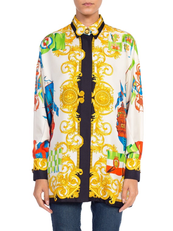 1990S GIANNI VERSACE Silk Blouse Top