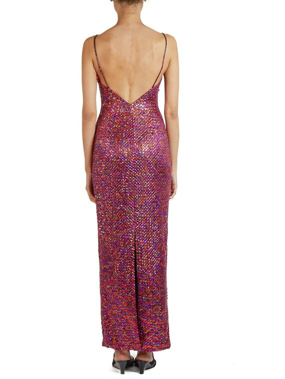 1990S Pink & Purple Polyester Stretch Sequined Go… - image 6