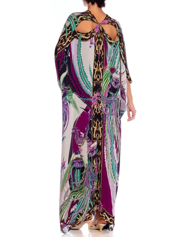 2000S ROBERTO CAVALLI Grey & Purple Psychedelic Silk … - Gem