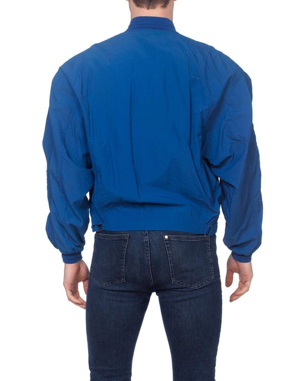 1980S Blue  Nylon Men's New Wave Sport Jacket Wit… - image 7